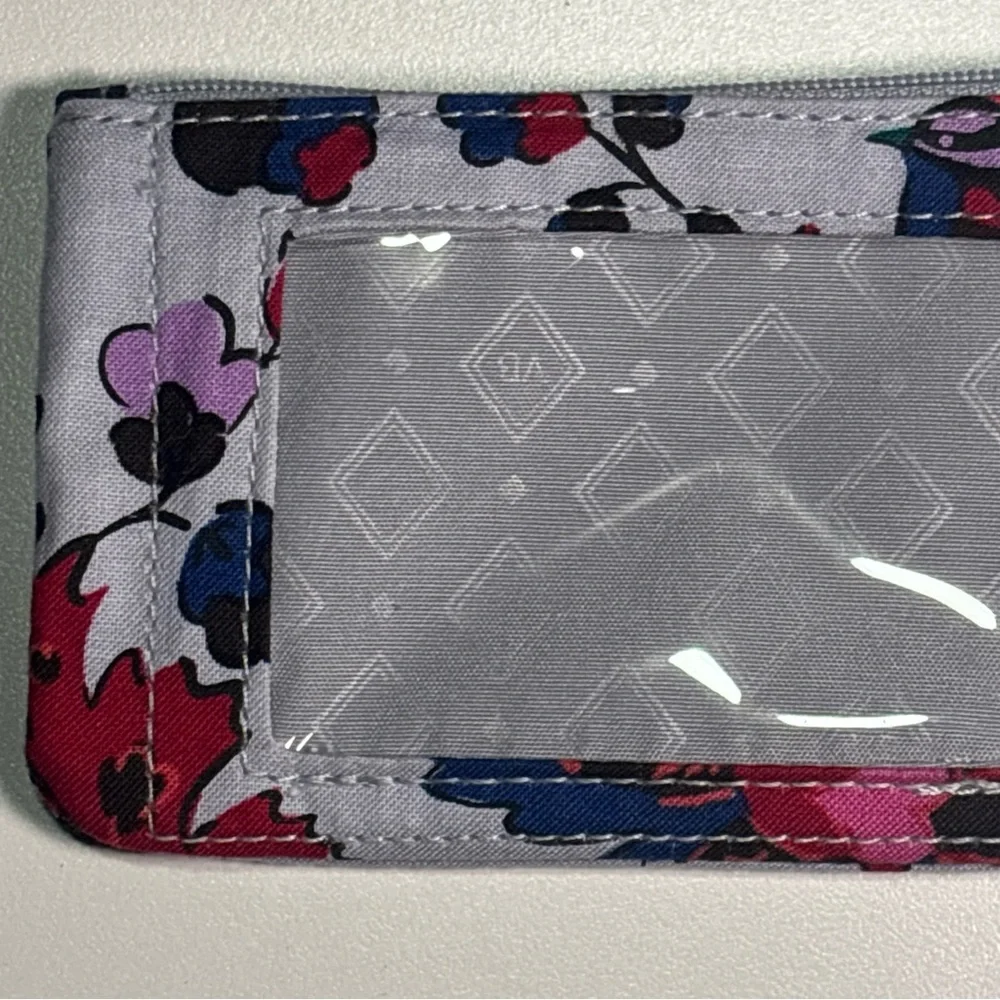 Vera Bradley Gray Floral Card Case with Key Ring